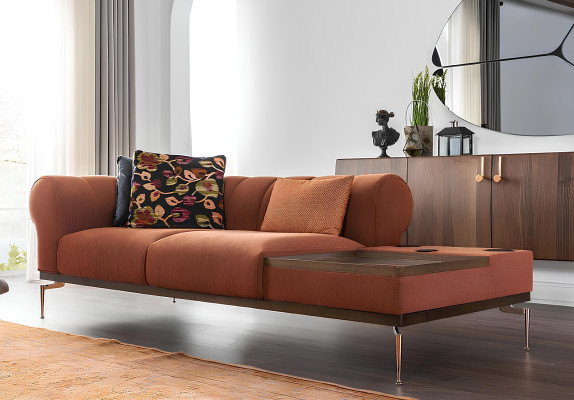 Modern orange sofa for two people 234 cm