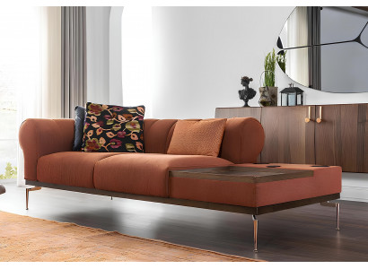 Modern orange sofa for two people 234 cm