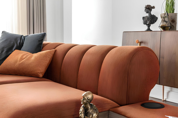 Modern orange sofa for two people 234 cm