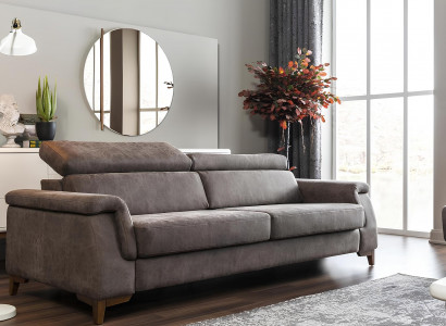 Gray sofa with three seats and bed function