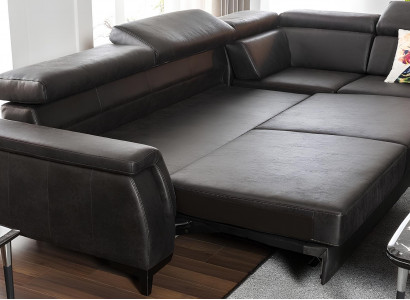 Leather sofa with bed function