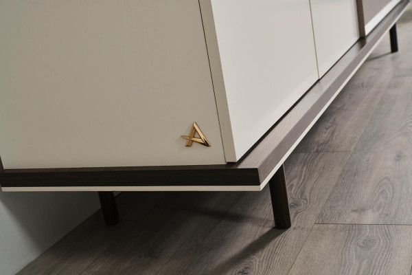 Furniture for dining room with wooden side table and luxury mirror and drawer