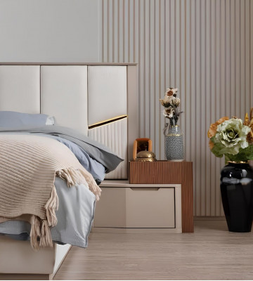 Luxury upholstered beds nightstands wardrobes