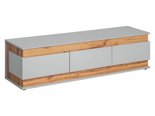 Modern gray-brown wooden wall with TV stand and 2 luxury display cabinets