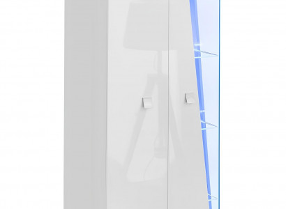 Luxury white living room with modern wall, 2 display cabinets and TV furniture, 3 pieces