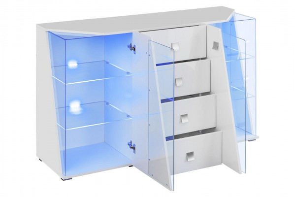 Luxury white wardrobe with 2 display cabinets for modern living room