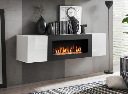 Luxury built-in wardrobe with fireplace furniture for living room design decoration