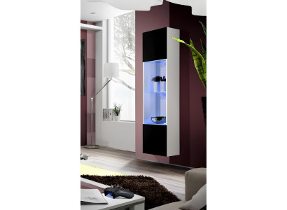 Modern white hanging wooden display cabinet