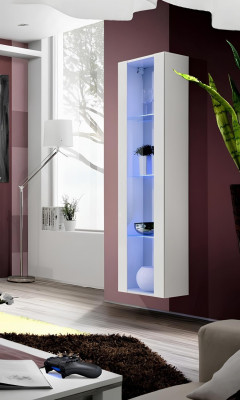 White hanging display cabinet made of luxury wood for living room decoration