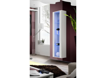 White hanging display cabinet made of luxury wood for living room decoration