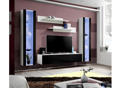 Luxury living room set 5 pieces modern wall cabinet black TV stand