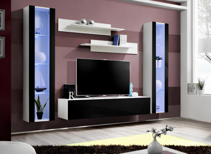 Luxury living room set 5 pieces modern wall cabinet black TV stand