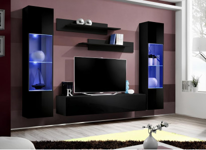 Modern TV furniture with designer shelves in 5 parts