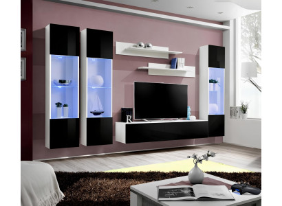 Modern living room furniture with TV stand and shelves 6 pieces