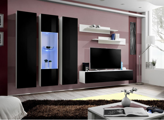 Designer wall unit shelf for living room wooden hanging display furniture