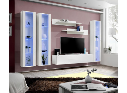 Coconut TV unit with hanging display case in modern design