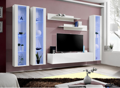 Coconut TV unit with hanging display case in modern design