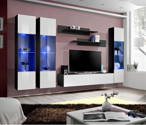 Perfect complete luxury living room furniture set 6 pieces modern wall TV support