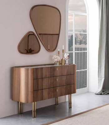 Brown dresser with mirror bedroom modern luxury furniture design