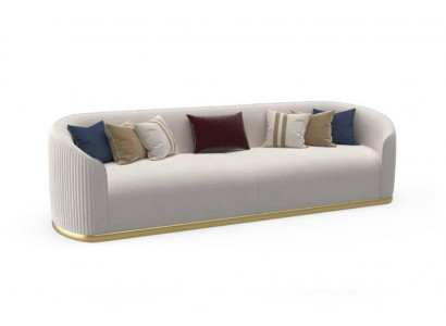 Filled 3-seater sofa in modern style with luxurious white fabric