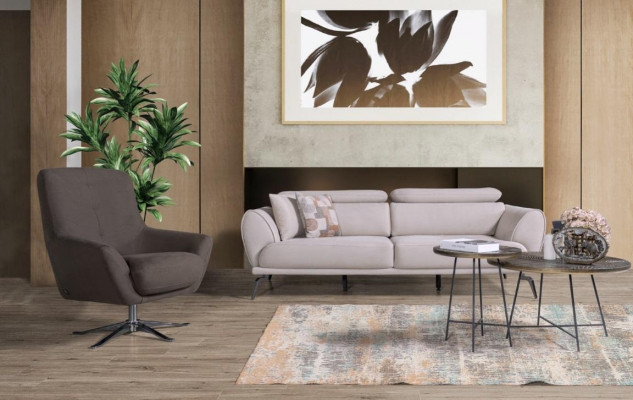 Brown designer sofa for living room luxury relaxing chair 2-piece set