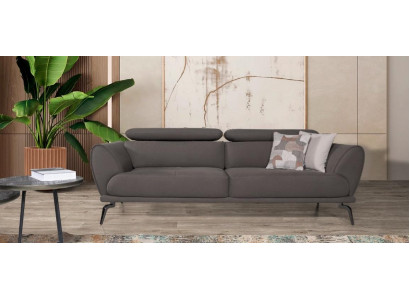 Gray designer sofa with upholstery, leather sofas, wooden frame