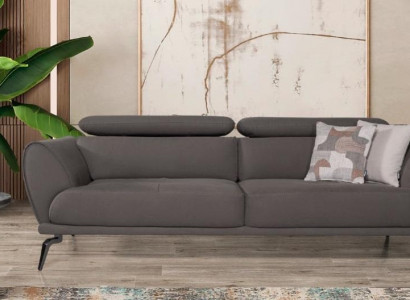 Gray designer sofa with upholstery, leather sofas, wooden frame