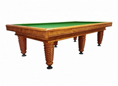 Brown solid wood billiard table with elegant accents