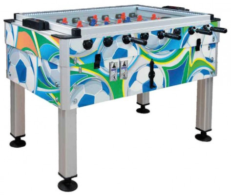Professional multicolored table football made of aluminum and wood
