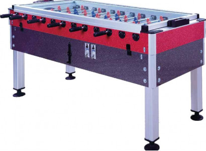Professional red and gray table football game made of aluminum and MDF