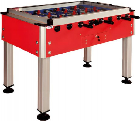 Professional red table football made of aluminum and MDF