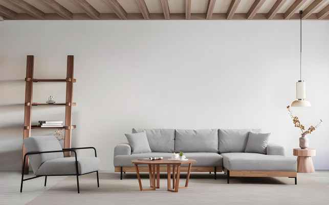 Light gray designer corner sofa for 3 people 3 pieces