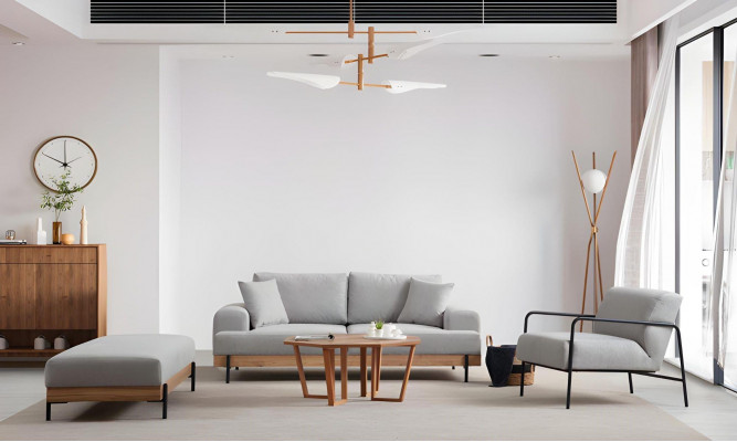 Light gray designer corner sofa for 3 people 3 pieces