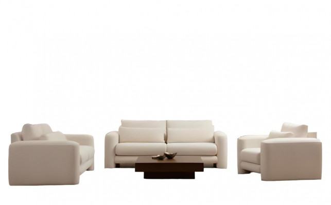 Luxury white designer sofa set for living room 3 pieces