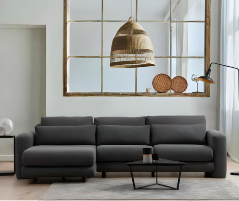Modern black corner sofa for the living room
