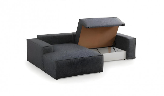 White fabric L-shaped corner sofa for the living room