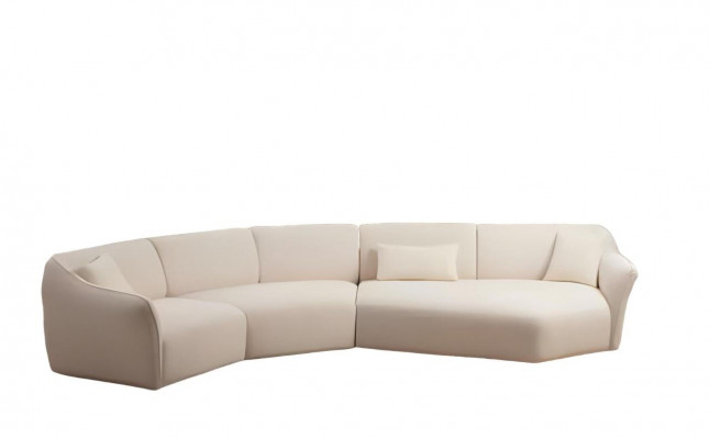 Elegant sofa for living room in white fabric for 4 people