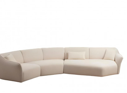 Elegant sofa for living room in white fabric for 4 people