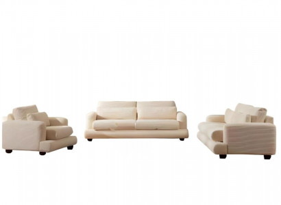 Luxury white textile sofa set for 3 people 3 pieces