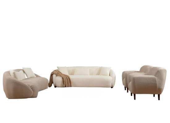 Elegant living room set 2x 3-seater sofas luxury chairs 3 pieces