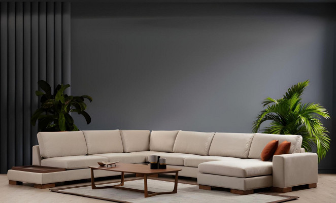 Common fabric L-shaped sofa for living room, elegant upholstered sofa