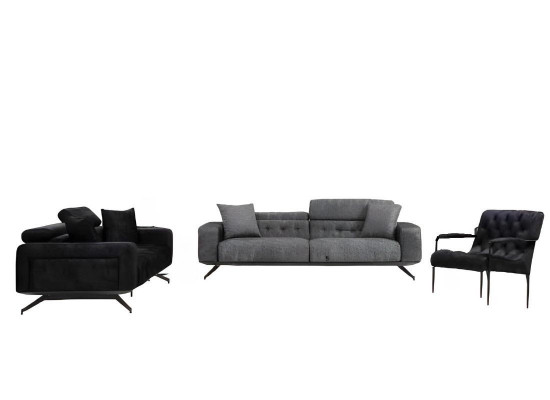 Modern 3-seater sofa black gray