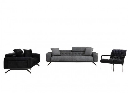 Modern 3-seater sofa black gray