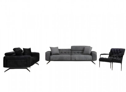 Modern 3-seater sofa black gray
