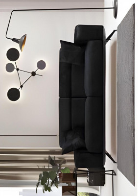 Modern 3-seater sofa black gray