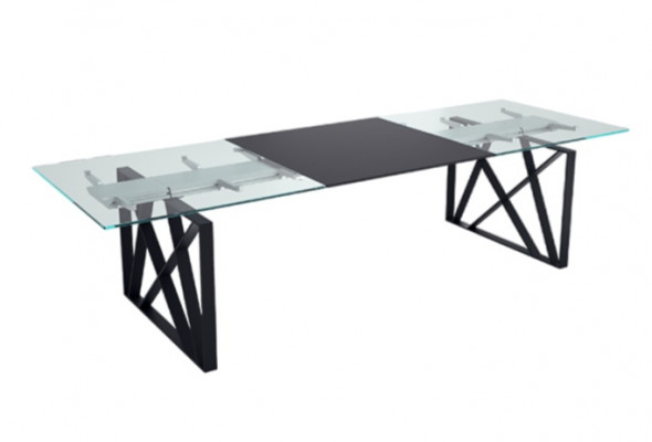 Designer conference table of luxury office furniture with glass top and stainless steel legs