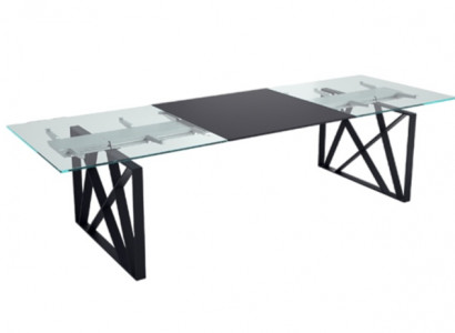 Designer conference table of luxury office furniture with glass top and stainless steel legs