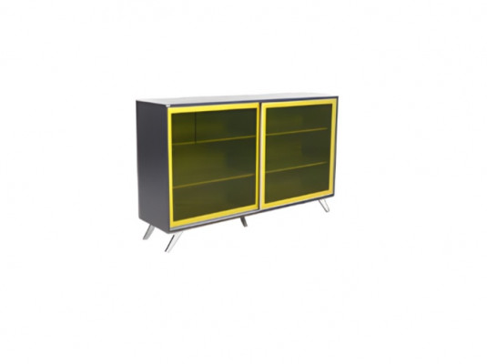 Elegant gray document cabinet of luxury office furniture made of wood