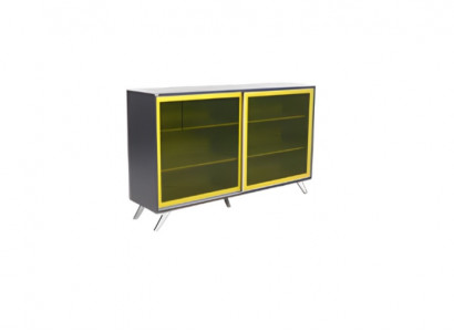 Elegant gray document cabinet of luxury office furniture made of wood