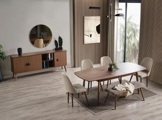 Complete dining furniture set with table and chairs